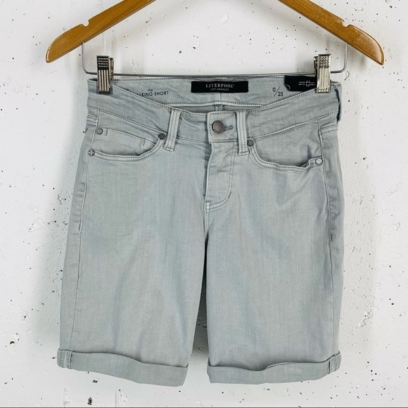 Liverpool size 0 / 25 The Walking Fossil Gray Stretch Jean Shorts NEW - Picture 2 of 12
